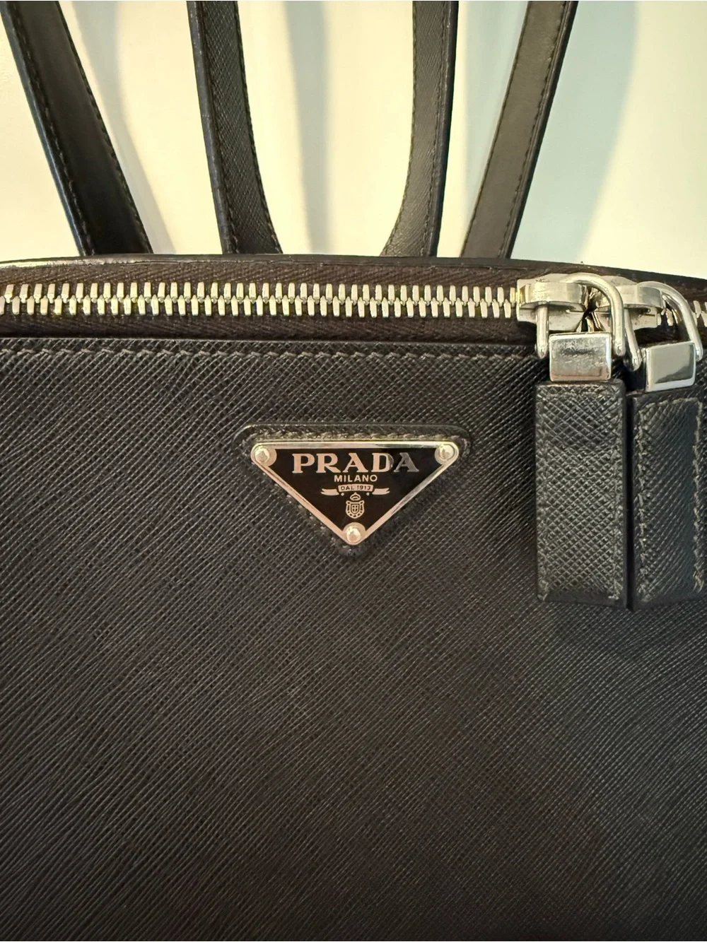 Prada Black Saffiano Cuir Leather Backpack